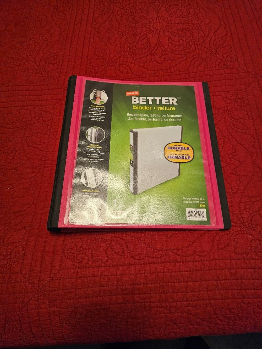Staples better binder 1 inch pink